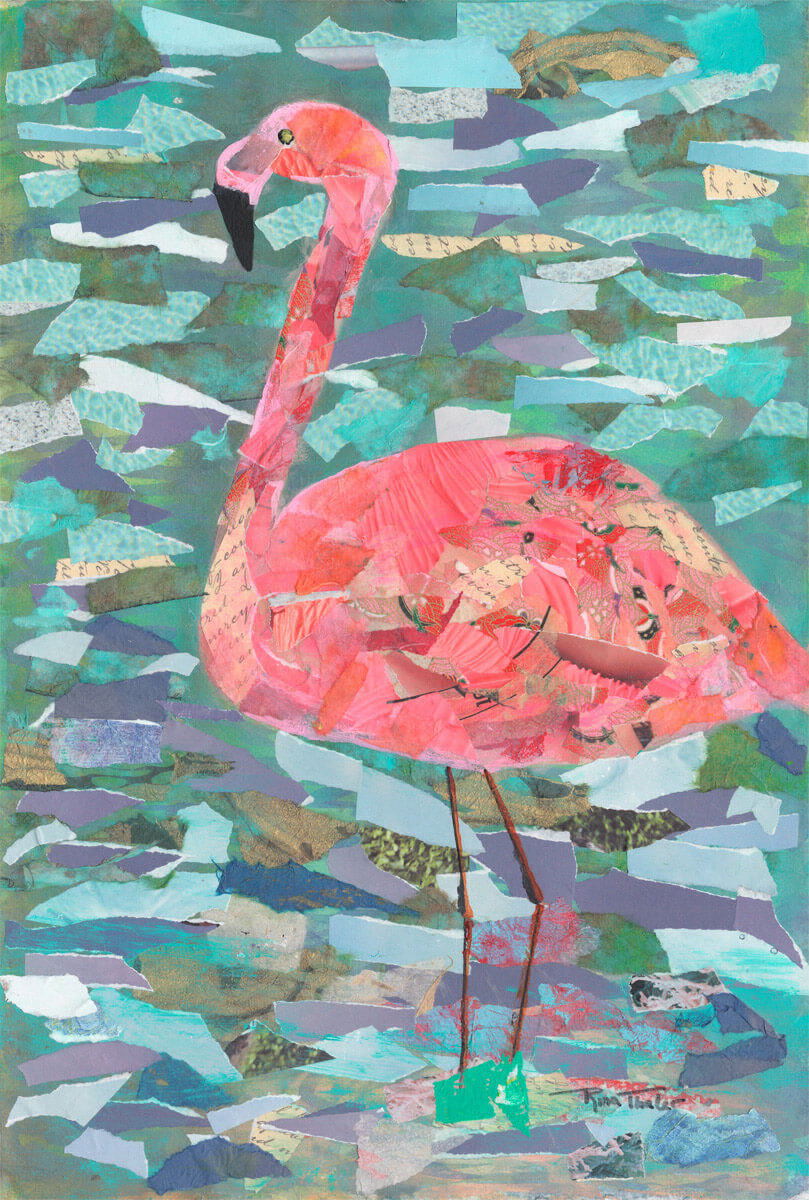 Flamingo Mixed Media Painting