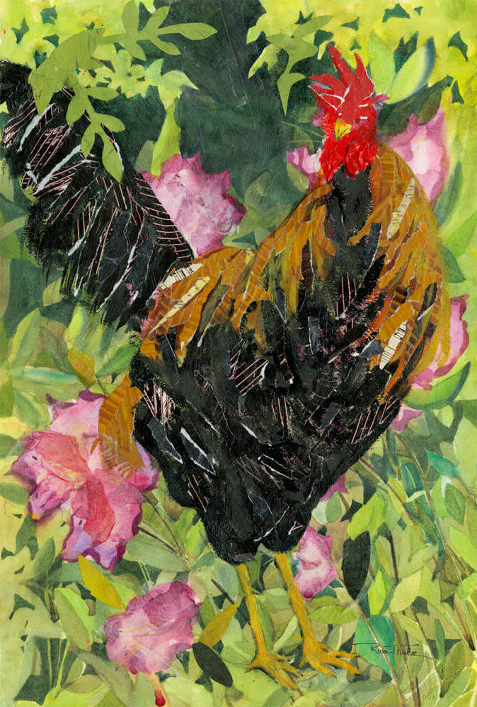 Rooster Mixed Media Painting