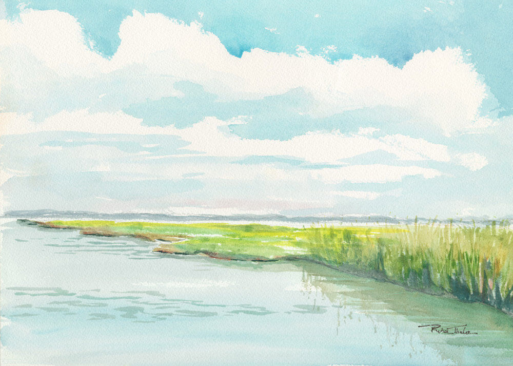 Spring Marsh Watercolor Painting