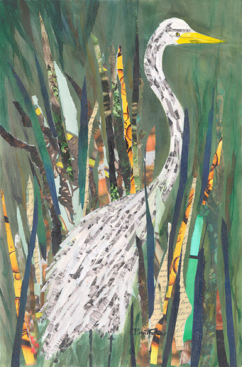 Egret Mixed Media Painting
