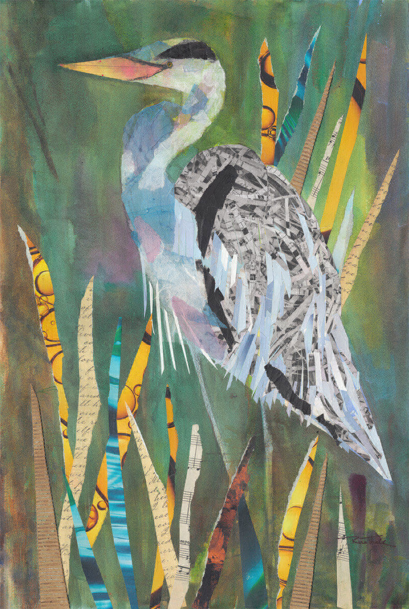 Heron Mixed Media Painting